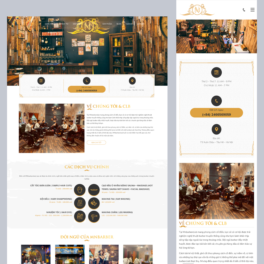 Website dịch vụ - barber club - Piweb | Piweb